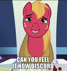 Size: 802x846 | Tagged: safe, derpibooru import, edit, edited screencap, screencap, big macintosh, earth pony, pony, dungeons and discords, caption, dungeons and dragons, faic, image macro, lip bite, male, meme, mid-life crustacean, ogres and oubliettes, out of context, spongebob squarepants, stallion, tabletop game