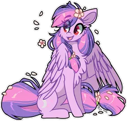 Size: 1050x998 | Tagged: artist:tenebristayga, chest fluff, derpibooru import, flower, oc, oc:moonlight blossom, safe, simple background, solo, transparent background, unofficial characters only