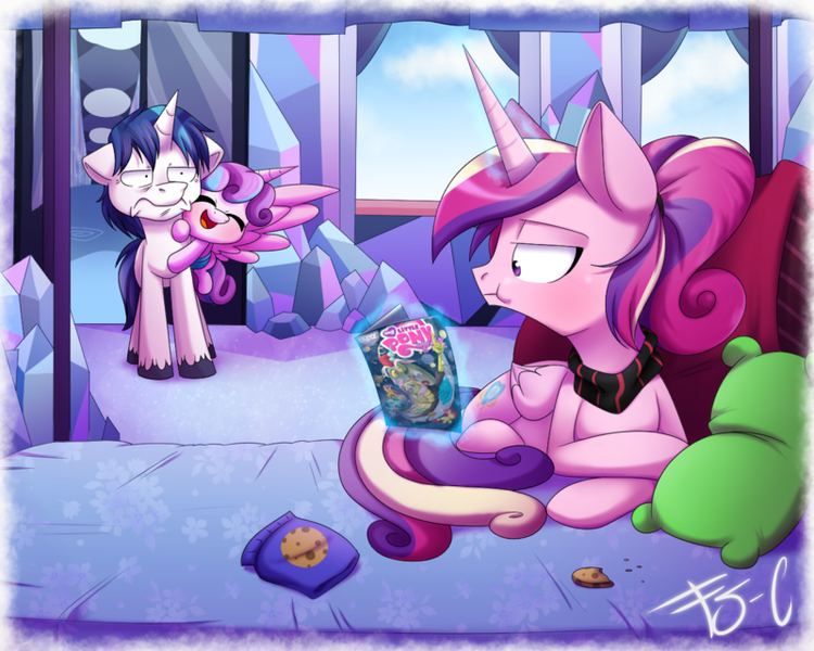 Size: 800x640 | Tagged: artist:fj-c, clothes, comic, comic cover, derpibooru import, idw, princess cadance, princess flurry heart, safe, scarf, shining armor