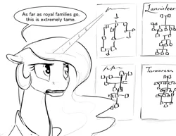 Size: 1280x990 | Tagged: safe, artist:silfoe, derpibooru import, princess celestia, royal sketchbook, a song of ice and fire, family tree, game of thrones, grayscale, implied lesbian, monochrome, sketch, solo