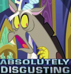 Size: 367x380 | Tagged: absolutely disgusting, cropped, derpibooru import, discord, dungeons and discords, edit, edited screencap, expand dong, exploitable meme, gasp, meme, safe, screencap, solo