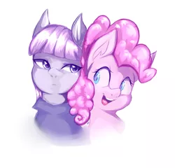 Size: 4081x3919 | Tagged: safe, artist:angrylittlerodent, derpibooru import, maud pie, pinkie pie, earth pony, pony, bust, duo, female, mare, siblings, simple background, sisterly love, sisters, white background