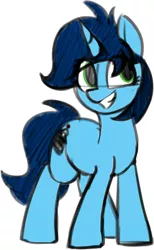 Size: 938x1518 | Tagged: safe, artist:anonpony1, artist:shinodage, color edit, derpibooru import, edit, oc, oc:sweet cakes, unofficial characters only, colored, colored sketch, happy, smiling, solo