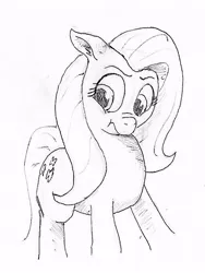Size: 468x624 | Tagged: angry, artist:t72b, derpibooru import, fluttershy, monochrome, newbie artist training grounds, safe, scrunchy face, solo, traditional art