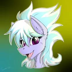 Size: 2000x2000 | Tagged: safe, artist:twotail813, derpibooru import, cloudchaser, pegasus, pony, bust, cheek fluff, colored pupils, cute, cutechaser, ear fluff, female, fluffy, gradient background, looking at you, mare, neck fluff, open mouth, portrait, rcf community, smiling, solo