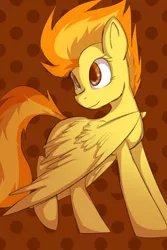 Size: 2200x3300 | Tagged: safe, artist:bravefleet, derpibooru import, spitfire, pegasus, pony, abstract background, colored pupils, smiling, solo