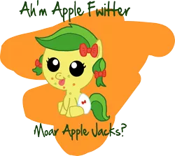 Size: 1479x1319 | Tagged: safe, artist:graciegirl328, derpibooru import, apple fritter, pony, apple family member, baby, baby pony, foal, role reversal, younger