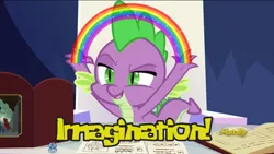 Size: 1920x1080 | Tagged: derpibooru import, discovery family logo, dungeons and discords, dungeons and dragons, edit, edited screencap, idiot box, imagination, meme, ogres and oubliettes, rainbow, safe, screencap, spike, spongebob squarepants