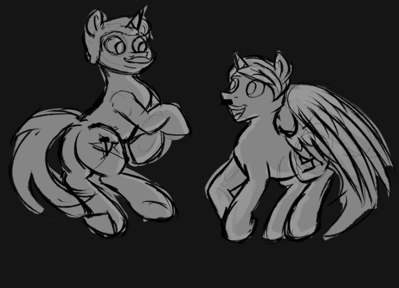 Size: 1200x865 | Tagged: artist needed, source needed, questionable, derpibooru import, ponified, alicorn, pony, adolf hitler, communism, communism is magic, fascism, josef stalin, monochrome, nazi, plot, pony hitler, swastika, wingless