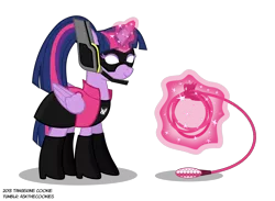 Size: 3500x2565 | Tagged: safe, artist:askthecookies, derpibooru import, twilight sparkle, twilight sparkle (alicorn), alicorn, pony, boots, clothes, cosplay, costume, high heel boots, high heels, jacket, magic, skirt, solo, tara strong, the wonderful 101, voice actor joke, whip, wonder pink