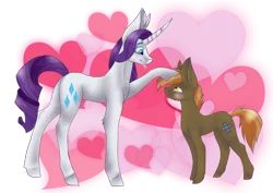 Size: 1024x724 | Tagged: artist:country-kitty, blushing, button mash, derpibooru import, male, rarimash, rarity, safe, shipping, straight