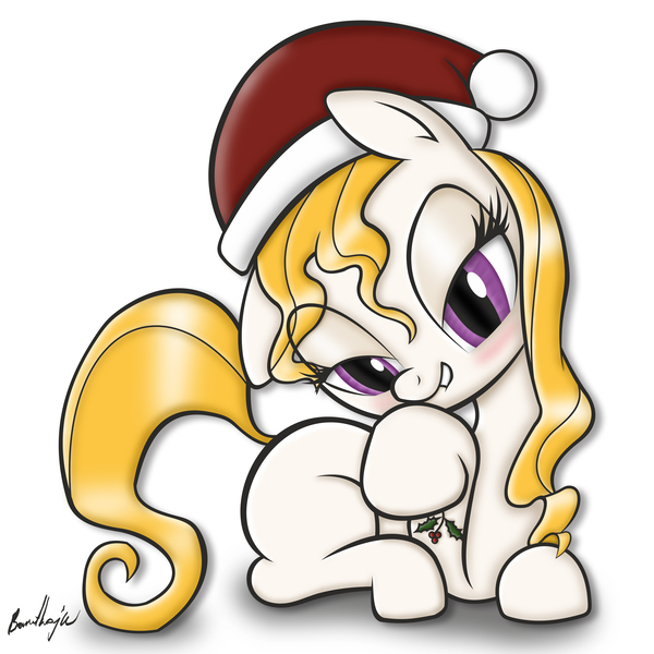 Size: 4724x4724 | Tagged: absurd resolution, artist:bartkoju, christmas, derpibooru import, hat, holly, holly mistaken for mistletoe, oc, safe, santa hat, solo, unofficial characters only