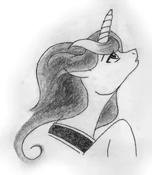 Size: 362x416 | Tagged: artist:pixel-penguin-da, black and white, derpibooru import, drawing, expression, expressions, grayscale, luna is not amused, monochrome, princess luna, safe, sketch, solo, traditional art