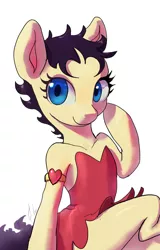 Size: 632x987 | Tagged: safe, artist:raikoh, derpibooru import, betty hoof, ponified, dungeons and discords, betty boop, clothes, dress, solo