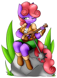 Size: 1119x1529 | Tagged: safe, artist:rice, derpibooru import, oc, oc:violet patronage, unofficial characters only, anthro, bard, commission, fantasy class, rpg, simple background, solo, transparent background, ukulele