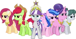Size: 1600x819 | Tagged: safe, artist:imperfectxiii, derpibooru import, cloudy quartz, cookie crumbles, firefly, posey shy, twilight velvet, oc, oc:red splendor, earth pony, pegasus, pony, unicorn, alternate mane six, alternate universe, applejack's mom, big crown thingy, braid, braided tail, cowboy hat, element of generosity, element of honesty, element of kindness, element of laughter, element of loyalty, element of magic, elements of harmony, female, flower, flower in hair, g1, g1 to g4, g4, generation leap, group, hat, jewelry, mare, mom six, mother, mothers of harmony, raised hoof, regalia, simple background, transparent background
