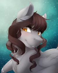 Size: 800x1000 | Tagged: safe, artist:silentwulv, derpibooru import, oc, oc:coconut milk, unofficial characters only, pegasus, pony, bust, colored pupils, female, mare, portrait, solo, stars, wing fluff