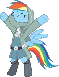 Size: 6477x8498 | Tagged: safe, artist:pink1ejack, derpibooru import, rainbow dash, pony, dungeons and discords, absurd resolution, bipedal, clothes, eyes closed, fantasy class, rainbow rogue, rogue, roleplaying, simple background, solo, transparent background, vector