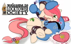 Size: 1280x800 | Tagged: suggestive, artist:manifest harmony, derpibooru import, pokey pierce, roseluck, earth pony, pony, fanfic:clocktower society, bdsm, bell, bondage, bondage cuffs, bondage gear, bowl, cat o' ninetails, collar, consensual, cuffs, fanfic art, female, femsub, food bowl, happy bondage, hug, leash, male, maledom, pet play, plot, slave, story in the source, straight, submissive, tail bell, whip