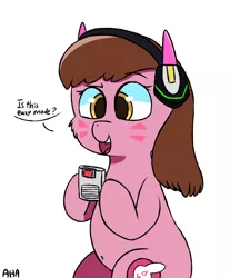 Size: 1484x1793 | Tagged: artist:an-honest-appul, crossover, derpibooru import, d.va, game boy, overwatch, ponified, safe, simple background, solo