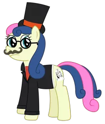 Size: 2556x3019 | Tagged: artist:sketchmcreations, bon bon, derpibooru import, disguise, facial hair, glasses, hat, inkscape, moustache, safe, secret agent sweetie drops, simple background, sweetie drops, top hat, transparent background, vector