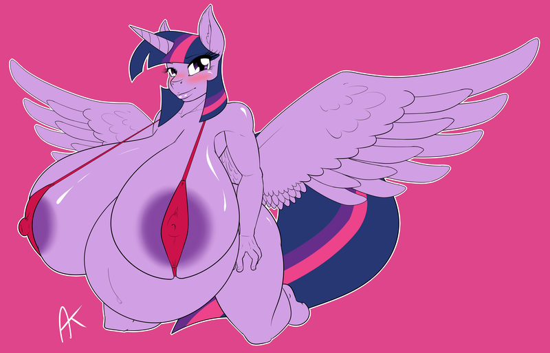 Size: 3996x2563 | Tagged: alicorn, anthro, areola, areola slip, artist:appelknekten, belly, big areola, big belly, big breasts, bikini, blushing, breasts, busty twilight sparkle, clothes, derpibooru import, edit, female, huge breasts, hyper, hyper pregnancy, impossibly large belly, impossibly large breasts, looking at you, nipples, nudity, pregnant, questionable, saggy, simple background, solo, solo female, spread wings, swimsuit, twilight sparkle, twilight sparkle (alicorn), unguligrade anthro