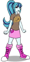 Size: 414x852 | Tagged: safe, artist:quoting_mungo, derpibooru import, sonata dusk, equestria girls, boots, clothes, food, ponytail, shirt, skirt, socks, sonataco, t-shirt, taco, wingding eyes