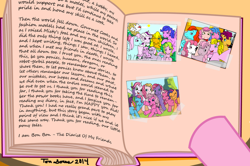 Size: 1500x1000 | Tagged: safe, artist:wolfram-and-hart, derpibooru import, applejack (g1), bon bon (g1), bright eyes, cheerilee (g3), clover (g1), ember (g1), firefly, melody, pinkie pie (g3), rainbow dash (g3), scootaloo (g3), shady, skywishes, spike (g1), starlight (g1), starsong, surprise, sweetheart, sweetie belle (g3), toola roola, twilight twinkle, wind whistler, pony pov series, g1, g2, g3, my little pony 'n friends, my little pony tales, misty brightdawn, selfie, text