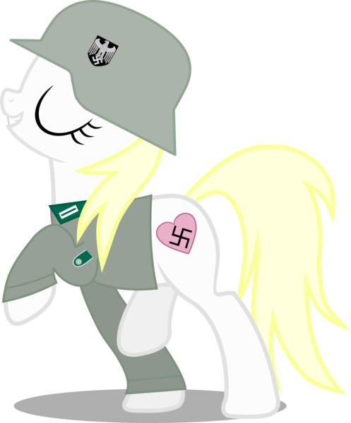 Size: 2000x2415 | Tagged: safe, artist:tuesday, derpibooru import, oc, oc:aryanne, unofficial characters only, eagle, earth pony, pony, clothes, eyes closed, female, germany, happy, heart, helmet, marching, nazi, parade, raised hoof, raised leg, shirt, simple background, smiling, soldier, solo, stahlhelm, swastika, transparent background, uniform, vector, walking, wehrmacht