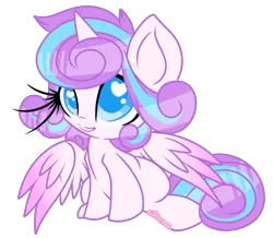 Size: 2398x2095 | Tagged: safe, artist:starlightlore, derpibooru import, princess flurry heart, cute, eyelashes, flurrybetes, grin, heart eyes, simple background, sitting, smiling, solo, spread wings, transparent background, wingding eyes