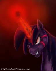 Size: 466x597 | Tagged: artist:strixmoonwing, derpibooru import, nightmare eclipse, nightmare twilight, nightmarified, safe, solo, twilight sparkle, tyrant sparkle