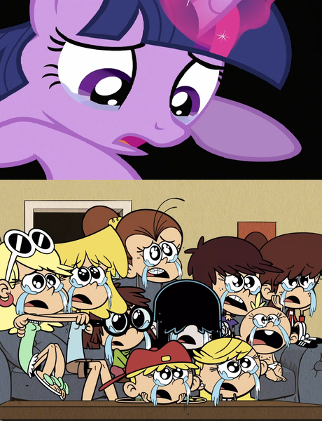 Size: 1024x1335 | Tagged: safe, artist:cg1995, derpibooru import, screencap, twilight sparkle, pony, a canterlot wedding, crossover, crying, lana loud, leni loud, lily loud, lisa loud, lola loud, lori loud, luan loud, lucy loud, luna loud, lynn loud, meme, sad, the loud house