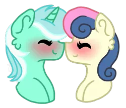 Size: 1967x1688 | Tagged: safe, artist:ivybrush, derpibooru import, bon bon, lyra heartstrings, sweetie drops, pony, boop, female, lesbian, lyrabon, mare, noseboop, nuzzling, shipping