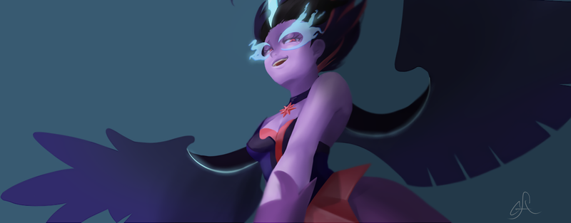 Size: 1024x401 | Tagged: safe, artist:cofotory, derpibooru import, sci-twi, twilight sparkle, equestria girls, low angle, midnight sparkle, solo