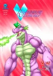 Size: 1200x1697 | Tagged: anthro, artist:pia-sama, beefspike, comic, comic:rogue diamond, cover art, derpibooru import, fire, older, older spike, safe, solo, spike