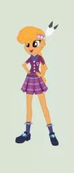 Size: 340x786 | Tagged: safe, artist:obeliskgirljohanny, derpibooru import, little strongheart, equestria girls, base used, braid, braided ponytail, clothes, crystal prep academy, crystal prep academy uniform, equestria girls-ified, feather, headband, native american, pleated skirt, ponytail, school uniform, shoes, skirt, socks, solo