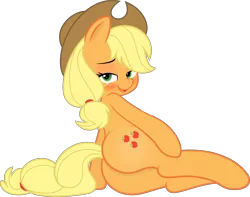 Size: 6000x4729 | Tagged: absurd resolution, applebutt, applejack, artist:hearlesssoul, artist:slb94, bedroom eyes, blushing, cutie mark, derpibooru import, female, looking at you, open mouth, plot, simple background, solo, solo female, suggestive, sultry pose, transparent background, vector