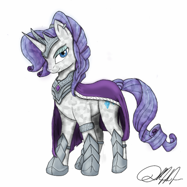 Size: 800x800 | Tagged: safe, artist:the-phoenix-society, derpibooru import, rarity, crystal pony, pony, alternate character design, alternate universe, fanfic art, jewelry, queen, queen rarity, regalia, solo