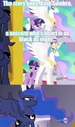 Size: 500x844 | Tagged: derpibooru import, edit, edited screencap, image macro, meme, misspelling, poor taste, princess celestia, princess luna, safe, screencap, twilight sparkle