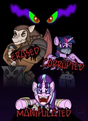 Size: 1920x2640 | Tagged: safe, artist:brother orin, derpibooru import, king sombra, scorpan, starlight glimmer, twilight sparkle, twilight sparkle (alicorn), alicorn, pony, crossover, killer instinct