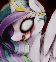 Size: 800x884 | Tagged: artist:okaces, blood, derpibooru import, evil, nightmare fuel, nightmare star, princess celestia, semi-grimdark, solo