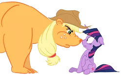 Size: 1280x788 | Tagged: safe, artist:whats-a-deadline, derpibooru import, applejack, twilight sparkle, twilight sparkle (alicorn), alicorn, bear, pony, applejack is not amused, bearified, nervous, newbie artist training grounds, simple background, species swap, transparent background