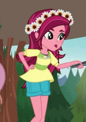 Size: 250x355 | Tagged: safe, derpibooru import, screencap, fluttershy, gloriosa daisy, equestria girls, legend of everfree, animated, cute, daisybetes, gif, hips, magical geodes
