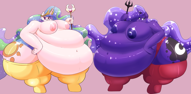 Size: 1280x632 | Tagged: anthro, artist:braffy, ass, bbw, belly, belly button, big belly, big breasts, big nipples, breasts, busty princess celestia, busty princess luna, chubby cheeks, chubbylestia, clothes, derpibooru import, fat, female, glasses, hips, huge breasts, huge butt, impossibly large belly, impossibly large butt, impossibly large everything, impossibly wide hips, large belly, large butt, moonbutt, morbidly obese, nipples, nudity, obese, panties, princess celestia, princess luna, princess moonpig, questionable, royal sisters, socks, ssbbw, staff, stockings, sunbutt, thunder thighs, underwear, unguligrade anthro, wide hips