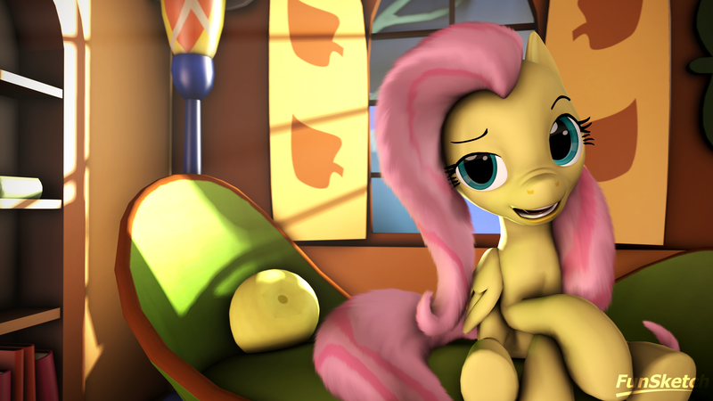 Size: 3840x2160 | Tagged: 3d, artist:funsketch, assertive fluttershy, cute, derpibooru import, dreamworks face, fluttershy, safe, shyabetes, source filmmaker