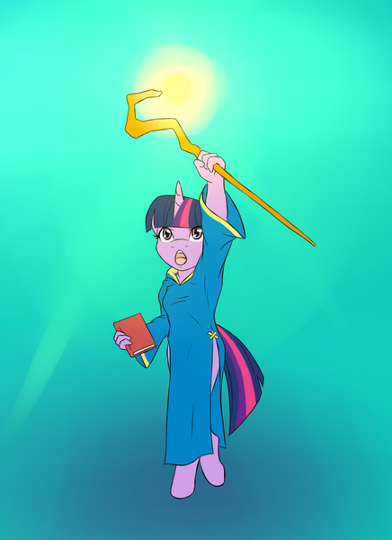 Size: 800x1100 | Tagged: anthro, artist:sewlde, book, clothes, derpibooru import, magic, open mouth, robes, safe, staff, twilight sparkle, wizard
