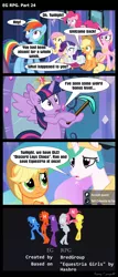 Size: 1288x3000 | Tagged: safe, artist:bredgroup, derpibooru import, applejack, fluttershy, pinkie pie, princess cadance, princess celestia, rainbow dash, rarity, twilight sparkle, twilight sparkle (alicorn), comic:eg rpg, equestria girls, comic, diamond pickaxe, minecraft, pickaxe, screencap comic, vulgar