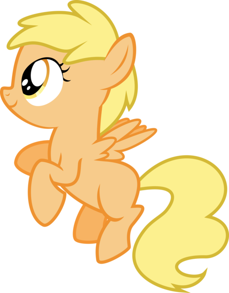 Size: 3386x4320 | Tagged: safe, artist:iknowpony, derpibooru import, mango dash, pegasus, pony, crusaders of the lost mark, .svg available, background pony, blank flank, bright orange, female, filly, foal, hooves, simple background, smiling, solo, spread wings, transparent background, vector, wings