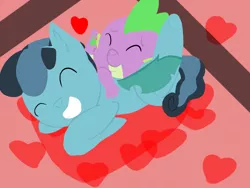 Size: 1024x768 | Tagged: artist:coop909popcoopstrike, changeling, crystal hoof, derpibooru import, disguise, disguised changeling, gay, heart, hug, male, safe, shipping, snuggling, spike, the times they are a changeling, thorax, thoraxspike