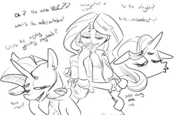 Size: 1015x666 | Tagged: safe, artist:nobody, derpibooru import, rarity, starlight glimmer, sunset shimmer, equestria girls, monochrome, mpc, shit eating grin, smug